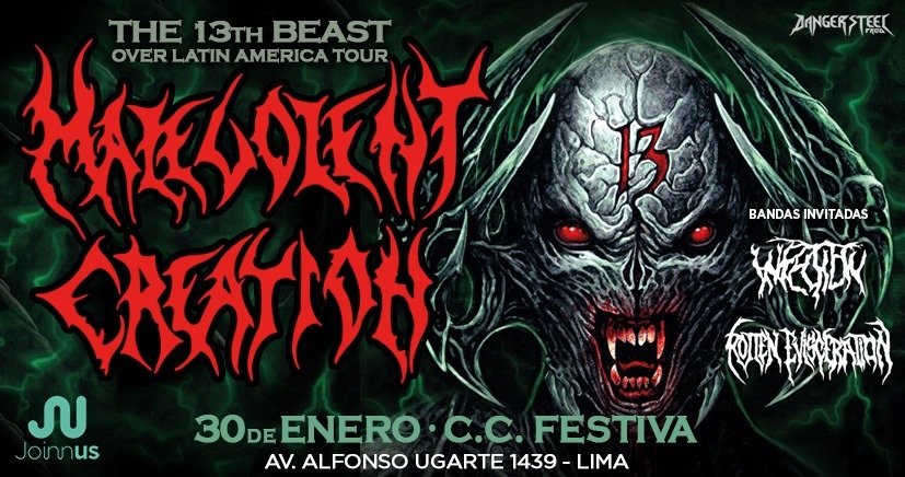 Malevolent Creation en Lima 2020 • 13th Beast Over Latin America